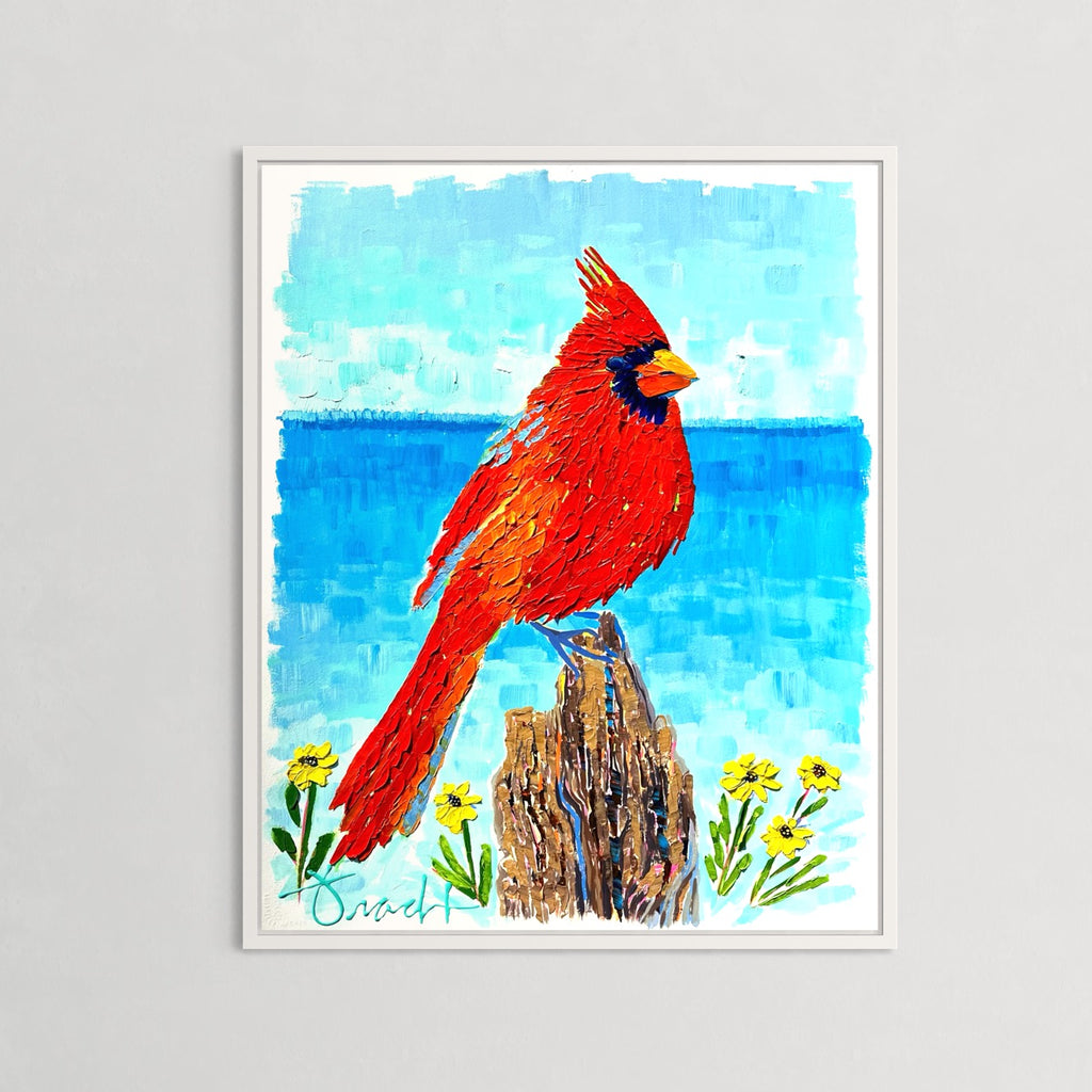 "Cardinal Shores 1" 29x36 ORIGINAL Acrylic Palette Knife Painting, Framed, OOAK