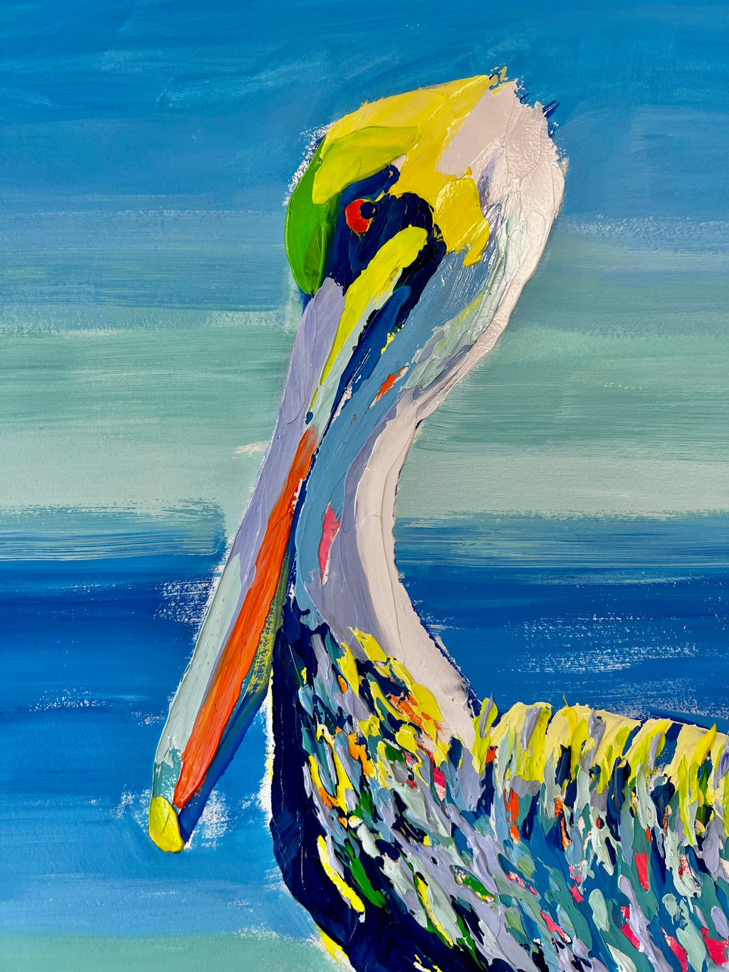 "Pelican Shores 35" 29x36 ORIGINAL Acrylic on Paper, Framed, OOAK