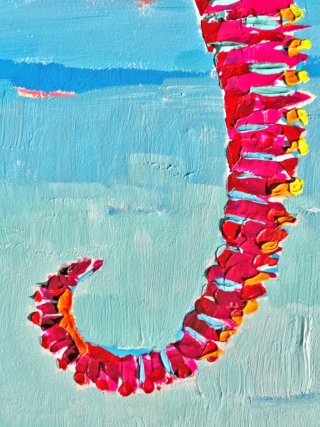"Seahorse Shores" 29x36 ORIGINAL Acrylic Palette Knife, Framed Painting, OOAK