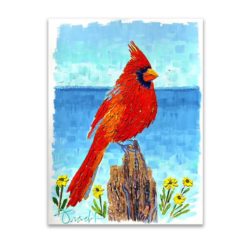 "Cardinal Shores 1" 29x36 ORIGINAL Acrylic Palette Knife Painting, Framed, OOAK