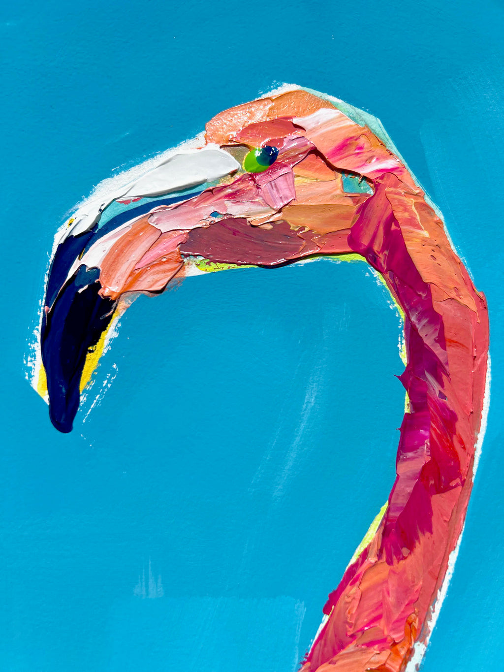 "Flamingo Reflections 3" 29x36 ORIGINAL Acrylic on Paper, Framed, OOAK