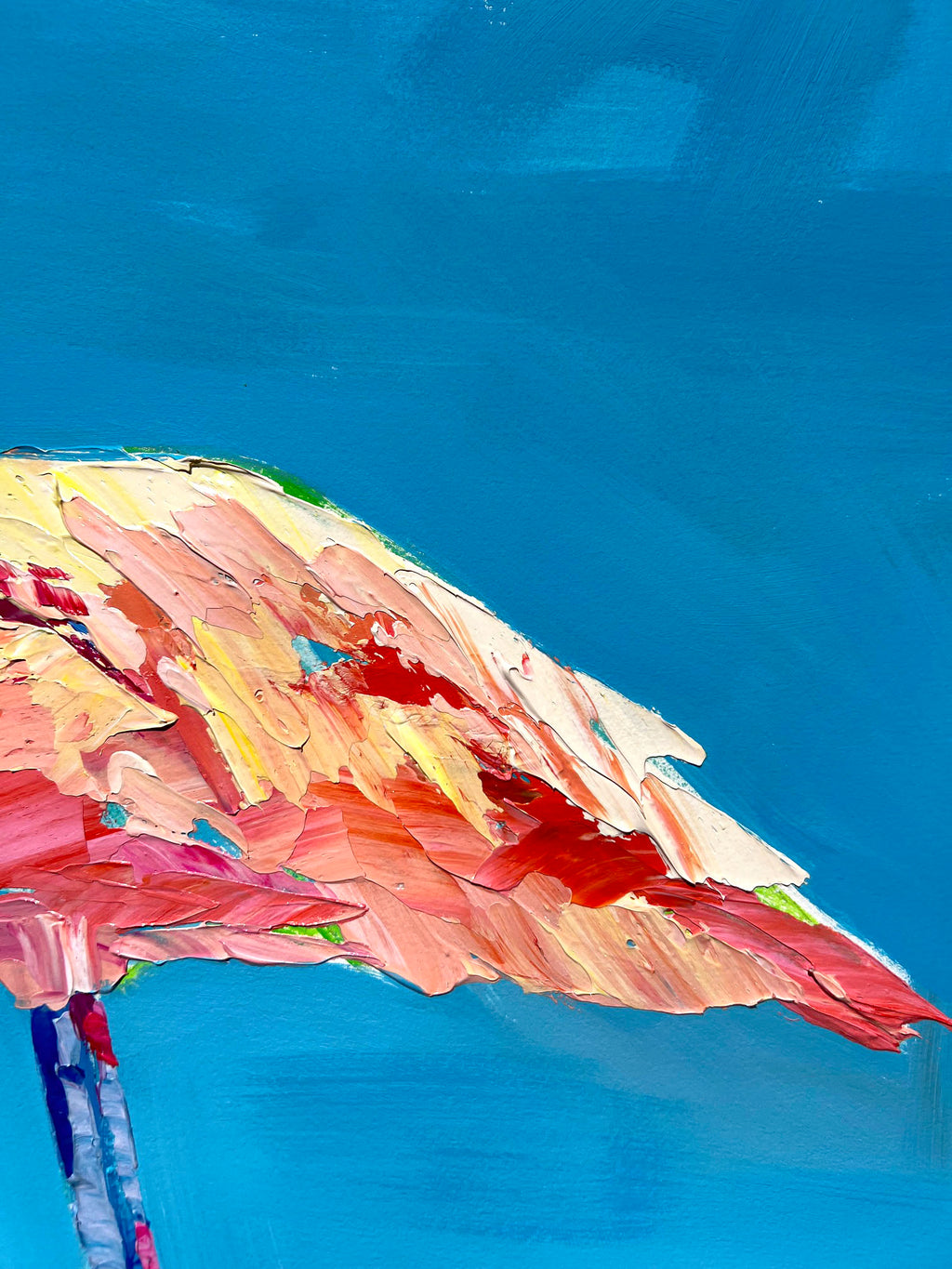 "Flamingo Reflections 3" 29x36 ORIGINAL Acrylic on Paper, Framed, OOAK
