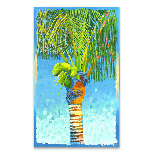 "Island Palm 9" 38x62 ORIGINAL Acrylic Palette Knife Painting, Framed, OOAK