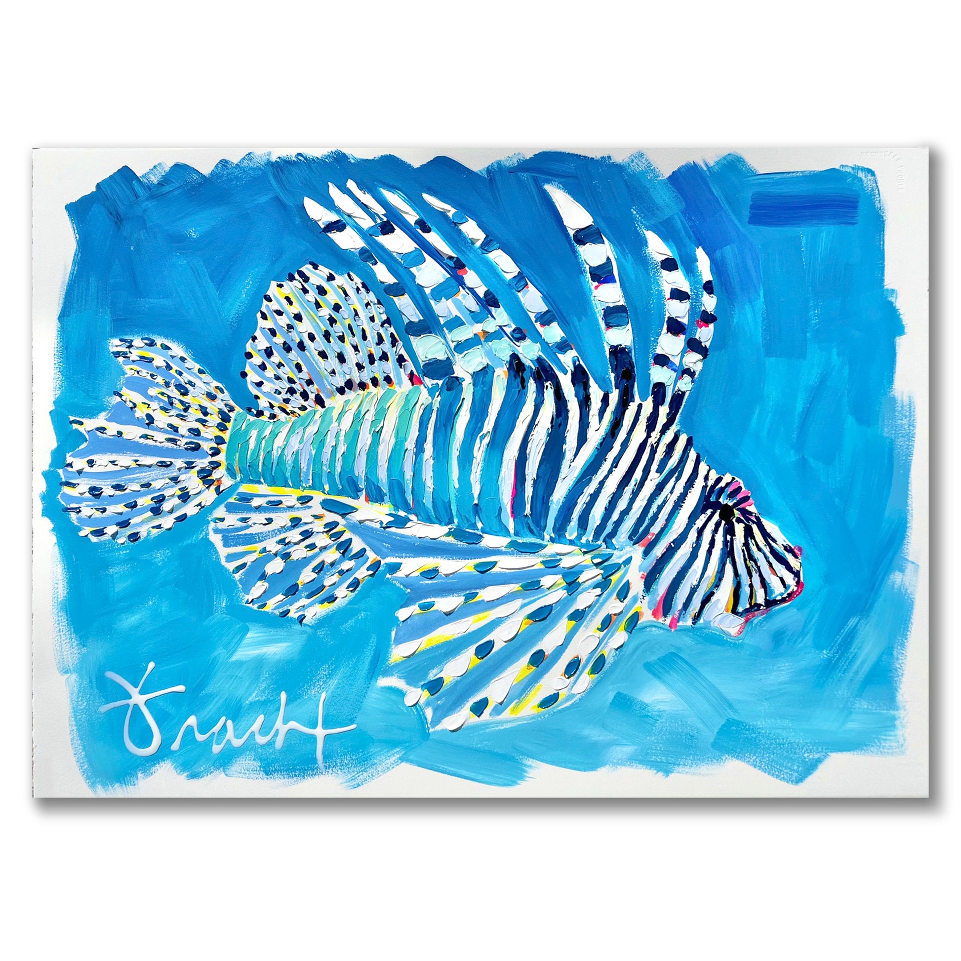 "Lionfish 2" 36x29 ORIGINAL Acrylic on Paper, Framed, OOAK