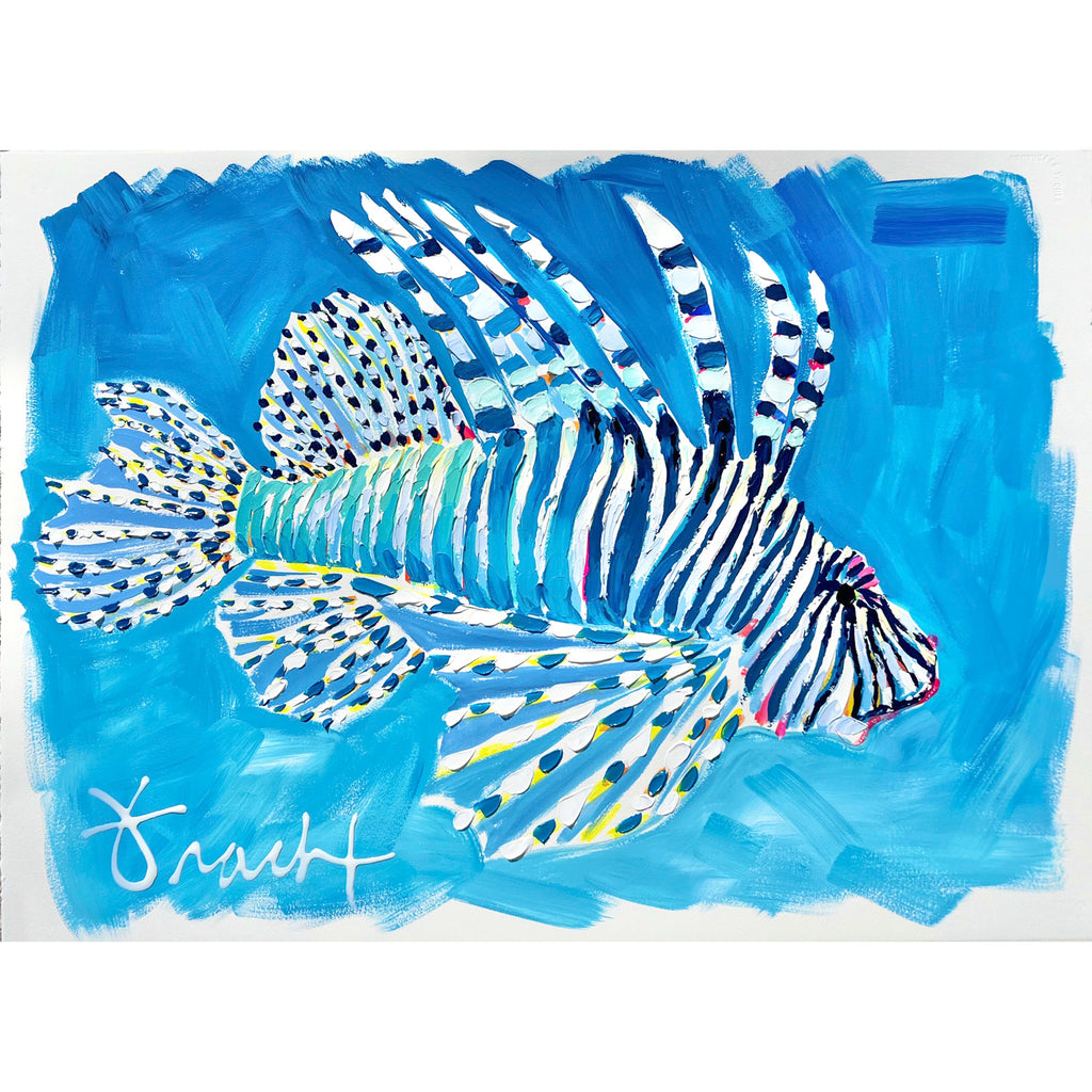 "Lionfish 2" 36x29 ORIGINAL Acrylic on Paper, Framed, OOAK
