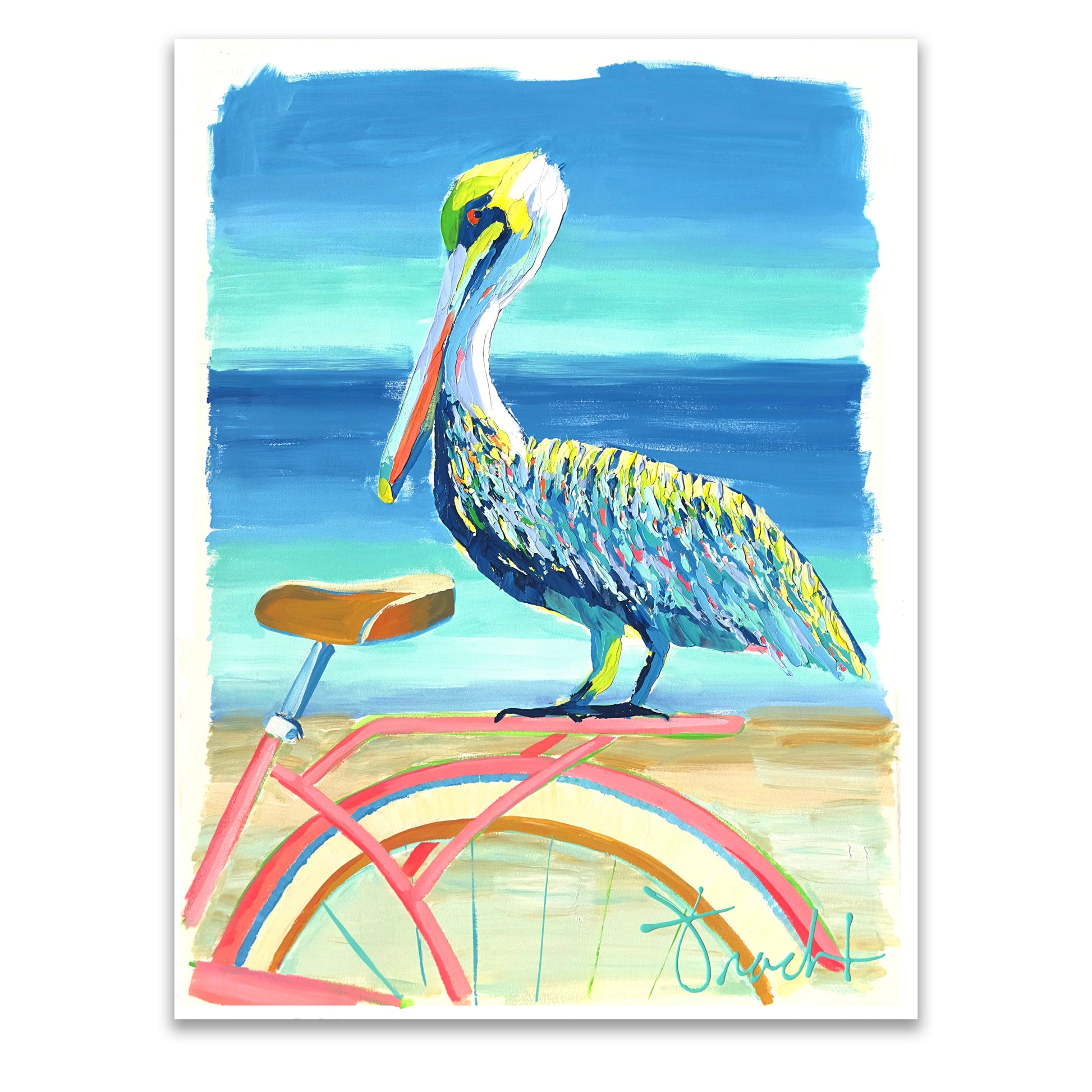 "Pelican Shores 35" 29x36 ORIGINAL Acrylic on Paper, Framed, OOAK