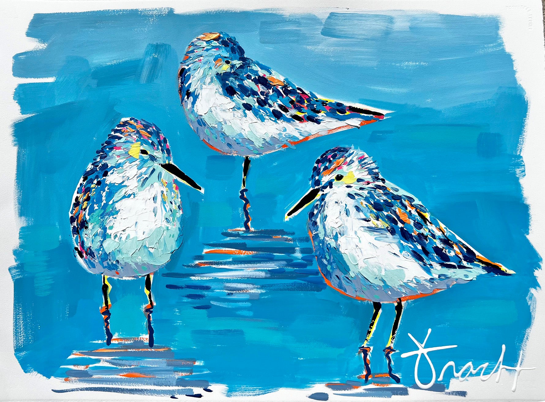 "Sandpiper Shores 57" 36x29 ORIGINAL Acrylic on Paper, Framed, OOAK