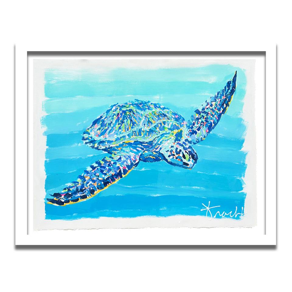 "Sea Turtle Shores 57" 36x29 ORIGINAL Acrylic on Paper, Framed, OOAK