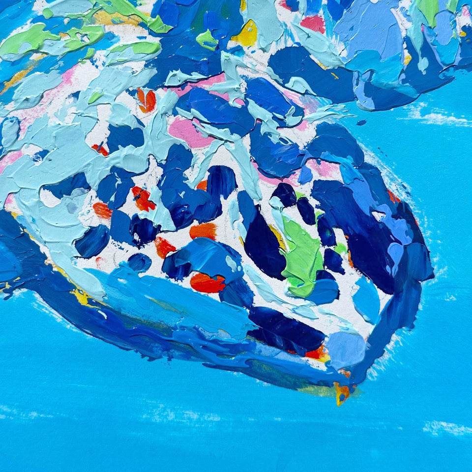 "Sea Turtle Shores 57" 36x29 ORIGINAL Acrylic on Paper, Framed, OOAK